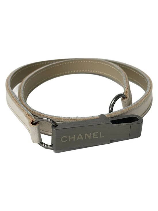 Chanel Belt Beige Silver Leather main image 5